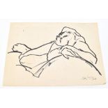 ARTHUR CYRIL HILTON (1897-1960); ink drawing, nude figure lying down,  signed and dated 1958, 26 x