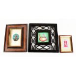 ELIZABETH HOYLE; three miniature studies including dancing in a ring, 9 x 9cm, all three framed