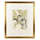 AFTER MARC CHAGALL; a coloured lithograph 'Angel with Sword', unsigned, inscribed on Goldmark