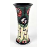 MOORCROFT; a trumpet vase decorated in the 'Tribute to Charles Rennie Mackintosh' pattern, height