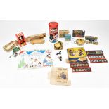 A collection of Mickey Mouse toys and ephemera comprising a Mickey and Donald's garden set no.85/7