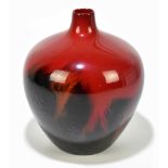 ROYAL DOULTON; a veined flambé vase of globular form, shape number 1615, height 25cm.Additional
