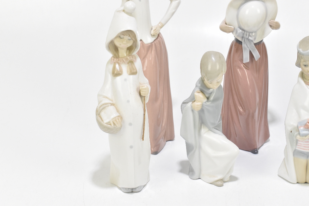 LLADRO; five figures including a dancing girl wearing a tiara and flowing dress, height 32cm, also a - Image 2 of 6