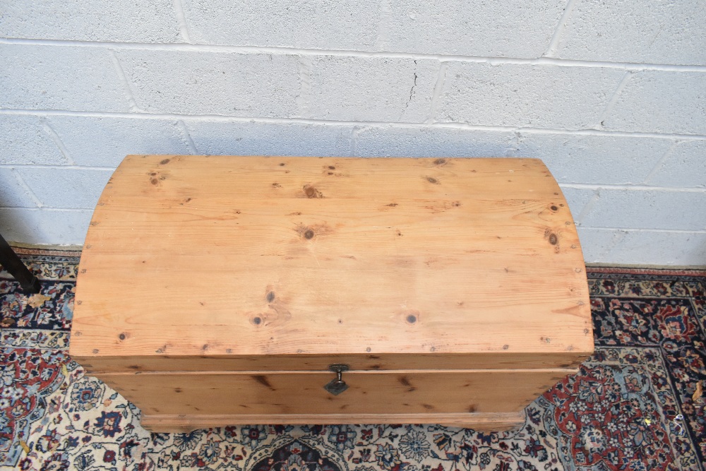 A large old pine dome topped blanket box with twin carrying handles, width 109cm.Additional - Image 2 of 4