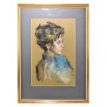 HAROLD FRANCIS RILEY BL.D. Litt. FRCS (Hon) DFA ATC (born 1943); pastel, portrait of a lady in a