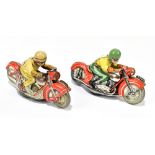 SCHUCO; two German tinplate clockwork motorcycles comprising a Motodrill Clown and a 1012, with