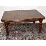 A William IV mahogany extending dining table on fluted column supports, length 236cm, width 118cm,