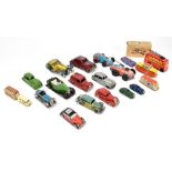 A collection of fifteen clockwork diecast and tinplate toys including a Gunthermann blue and