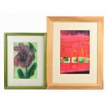 ELDA ABRAMSON; two watercolours, abstract study and study of a flower, both signed with initials, 30