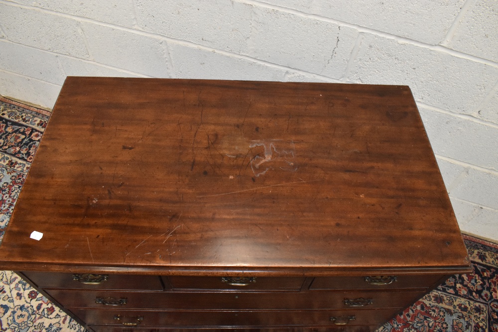 An early 19th century mahogany chest of three short and three long drawers on bracket feet, width - Image 3 of 3