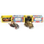 SCHUCO; two boxed Old Timer vehicles comprising a 1227 and a 1229 with a vintage tinplate live steam