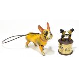 BLOMER & SCHULER; a German tinplate function-powered walking Pug dog, length 18cm, with a German