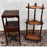 A Georgian mahogany washstand with later replaced top and single drawer, height 78cm, width 32cm,
