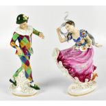 ROYAL DOULTON; a pair of figures HN2737 'Harlequin' and HN2738 'Columbine' (2).Additional
