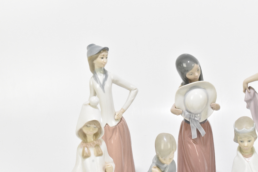 LLADRO; five figures including a dancing girl wearing a tiara and flowing dress, height 32cm, also a - Image 5 of 6
