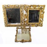 A small 19th century gilt framed wall mirror, together with two further gilt framed wall mirrors,