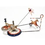 BRITAINS; a 'New Mechanical Equestrienne' diecast acrobatic group of a horse and rider, unboxed,