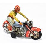 GREPPERT & KELCH (GOSO); a West German tinplate clockwork motorcycle and acrobatic rider, with