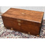 A 19th century camphor wood trunk, with recessed brass handle, height 39cm, length 87cm, depth