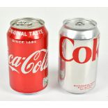 DAMIEN HIRST (born 1965); two hand signed Coca-Cola cans (one regular, one diet) (2021), stamp