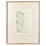 RACHEL GRIGOR; a signed limited edition black and white etching, 'Trio', no 5/20 with exhibition