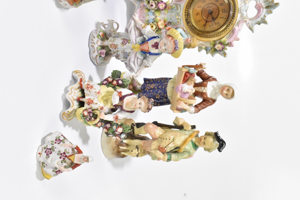 A collection of Continental porcelain figures, including a pair of Plaue-on-Havel (Thuringia) - Image 2 of 5