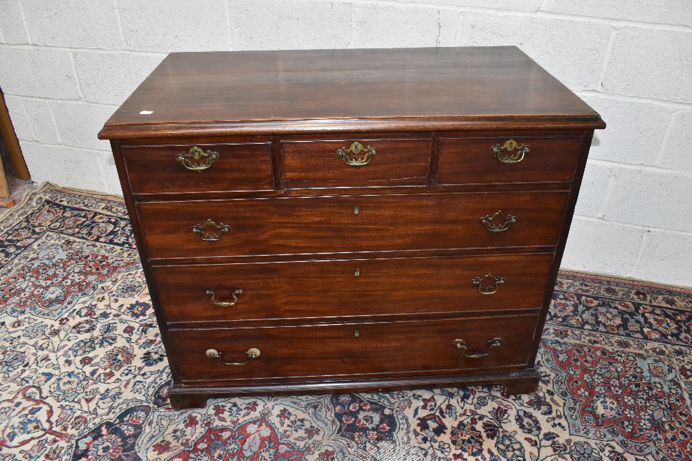 An early 19th century mahogany chest of three short and three long drawers on bracket feet, width - Image 2 of 3
