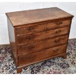 A early 19th century mahogany chest of two short and three long drawers, on bracket feet, width