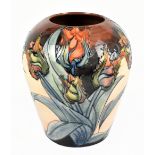 SALLY TUFFIN FOR MOORCROFT; a large and impressive vase decorated in the 'Red Tulip' pattern, height