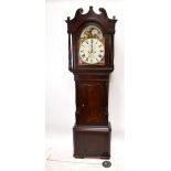 A mid-19th century mahogany longcase clock, the arched painted dial inscribed 'J. Hulme,