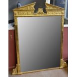 A 19th century gilt wood overmantel mirror of rectangular form, with applied moulded sprigging of