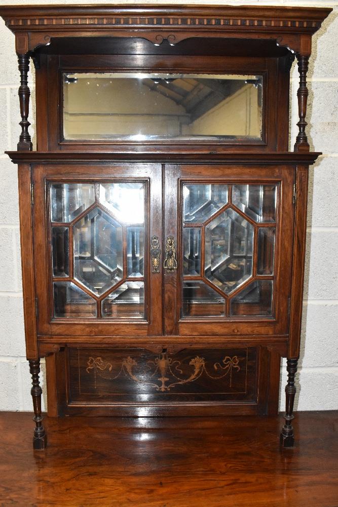 An Edwardian rosewood chiffonier, with reduced top above a drawer, two cupboard doors and undertier, - Image 3 of 5