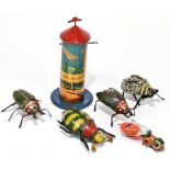 LEHMANN; two German tinplate clockwork bug toys, one no.431, with an unmarked clockwork bug toy, a