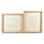 STEPHEN DOVE; a pair of black and white etchings, 'Reclining Figure' and 'Fenne', both signed, dated