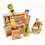UNIQUE ART MANUFACTURING CO; Li'l Abner and his Dogpatch Band, a tinplate clockwork group of four