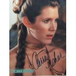 Star Wars Interest. Carrie Fisher. 8x10 inch colour in person signed portrait. Certificate of