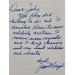 Movie autograph. Janet Leigh. Hitchcock interest. Signed handwritten note on card 4x6 inch.