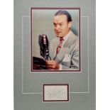 Movie autograph. Bob Hope. 8x10 inch photo mounted in a board frame with signature below. 12x16