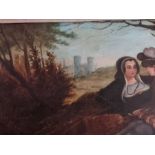 19th Oil On Canvas Painting Of A Couple In Period Costume Indian. Framed. Good condition. Painting