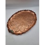 Handmade copper tray style of Keswick School or Newlyn.