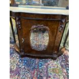 A Credenza with mirror and carved foliage detail, includes key.