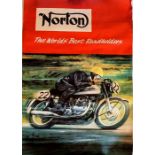 Motorcycle Advertising interest. Vintage Norton poster. 50 x 74cm. Condition good. Signs of age at