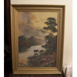 Mountain river. English school 20thC. Oil on canvas. signed. 44 x 64cm plus frame