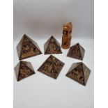 Collection of Egyptian pyramid ornaments and carving. (1 slightly dented)