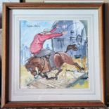 Hutchinson Mark, Excaliber, watercolour. Equestrian interest. Signed and dated 1993. 28 x 28cm.