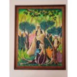 Haitian Art. Leontus. Haiti. Oil on board of various wildlife. Signed.