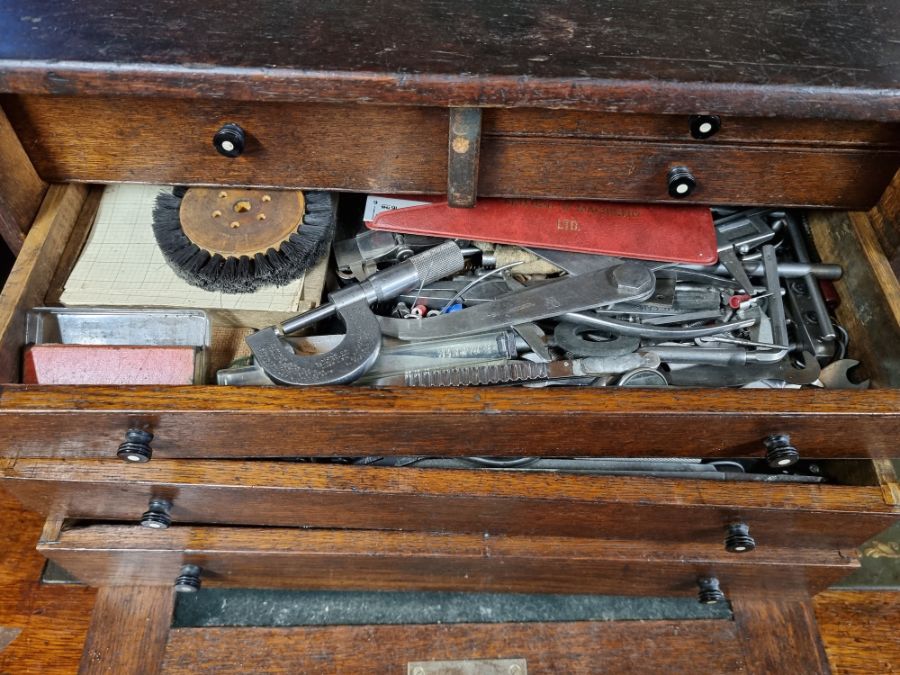 An engineers tool box comprising of drawers with a carrying handle. Filled will engineers - Image 6 of 7