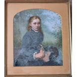 Oleograph of a young girl. 1883. Signed. Piggott 25 x 30cm. Gold mount. Framed. 34 x 40cm