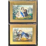Pair of framed oleographs depicting children with dogs. 46 x 39cm inc frames.