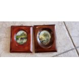 Henry Holecki, Museum Slaskie Polish plaques, miniatures, wooden frames, x 2, (2)